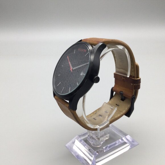 MVMT Classic Watch Men 45mm Black Date Brown Leather Band New Battery - Picture 4 of 16